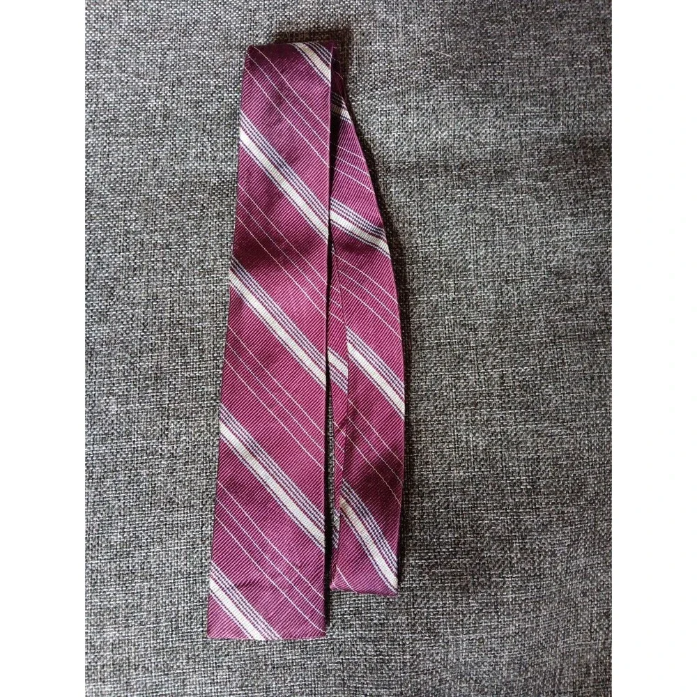 Tie 70s 80s 90s Y2K Youth Purple Beige Stripe Skinny 2.25 Wide 48 Long